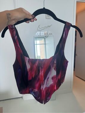Fashion Nova Purple and Pink Watercolor Crop Top